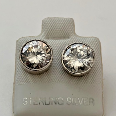 5.5ct Round Cut Cubic Zirconia Minimalist Solitaire Earrings in Sterling Silver