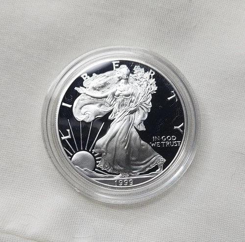 1999 P Silver Eagle Proof $1 Coin Original Box & Coa.