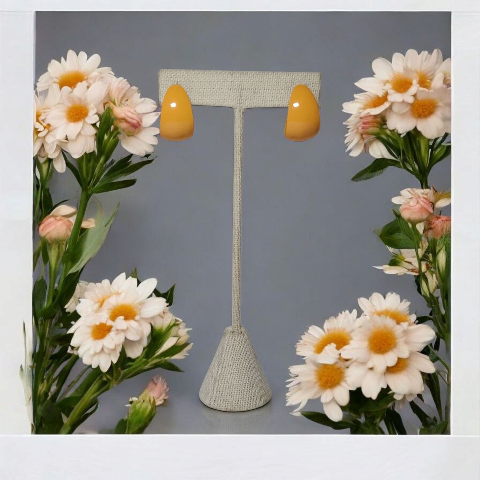 Marigold Yellow Basic Pierced Post Hoops Spring S… - image 1