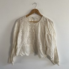 Marks & Spencer x Sienna Miller Soft White Broderie Blouse Size UK 14 Boho