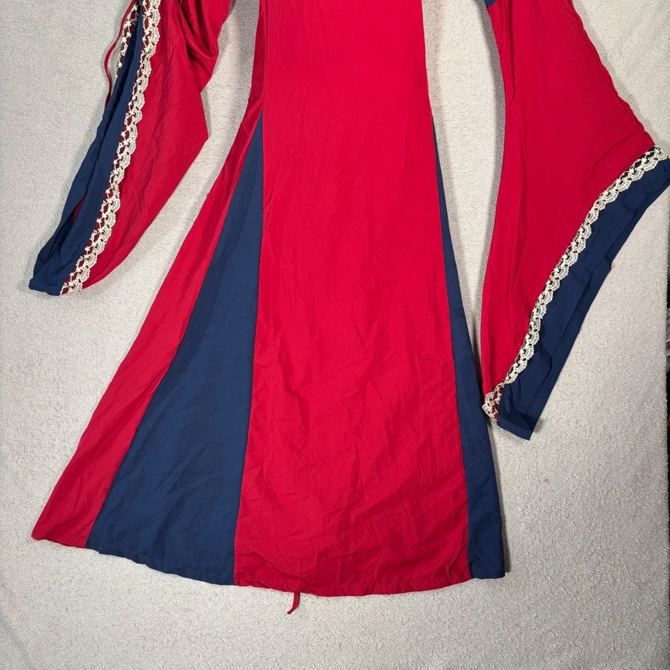 Женщин красный синий принцесса средневекового Ренессанса костюм платье шнурует вверх Bell рукава - Изображение 4 из 4