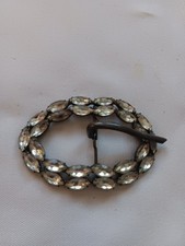 art deco /vintage style crystal "double parallel" bezel style belt buckle