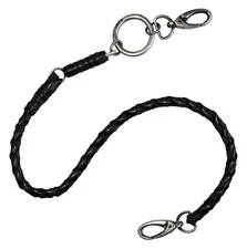 Harley-Davidson Men's Wallet Chain, Ride Free 25 inch Braided Leather - Black