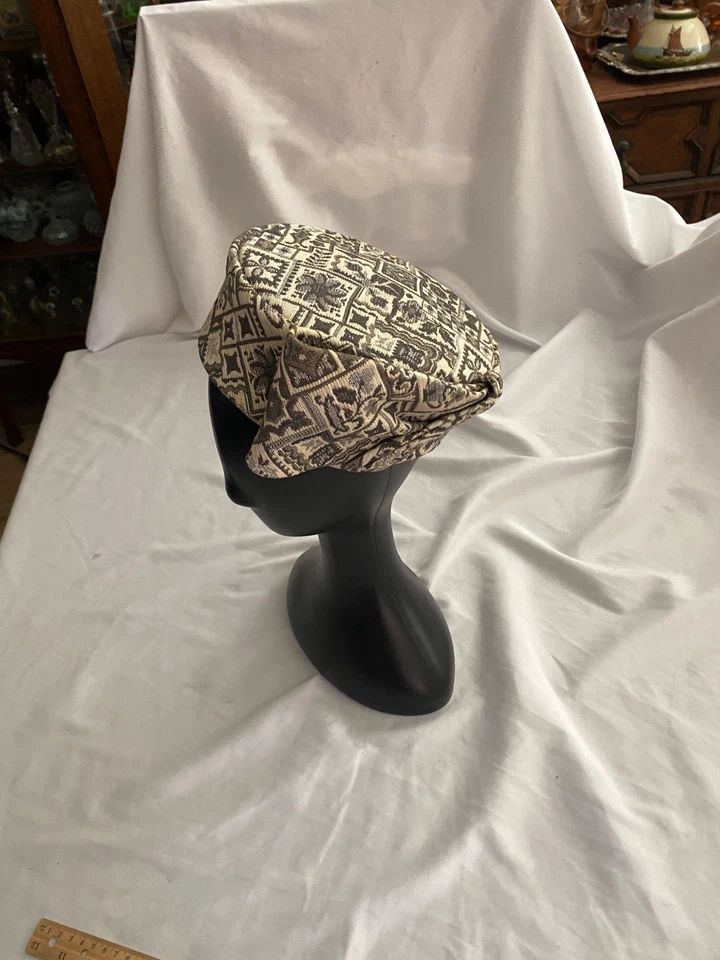 Sombrero Pastillero Vintage 50’s 60’s Mujer’s Tela Gris Negro Lazo Declaración Foto 3 de 4