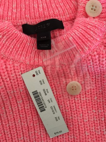 Neu mit Etikett JCREW strukturierter Pullover Anker Knopf bunt pink neon XXS G0248 AUSVERKAUFT - Bild 8 von 10