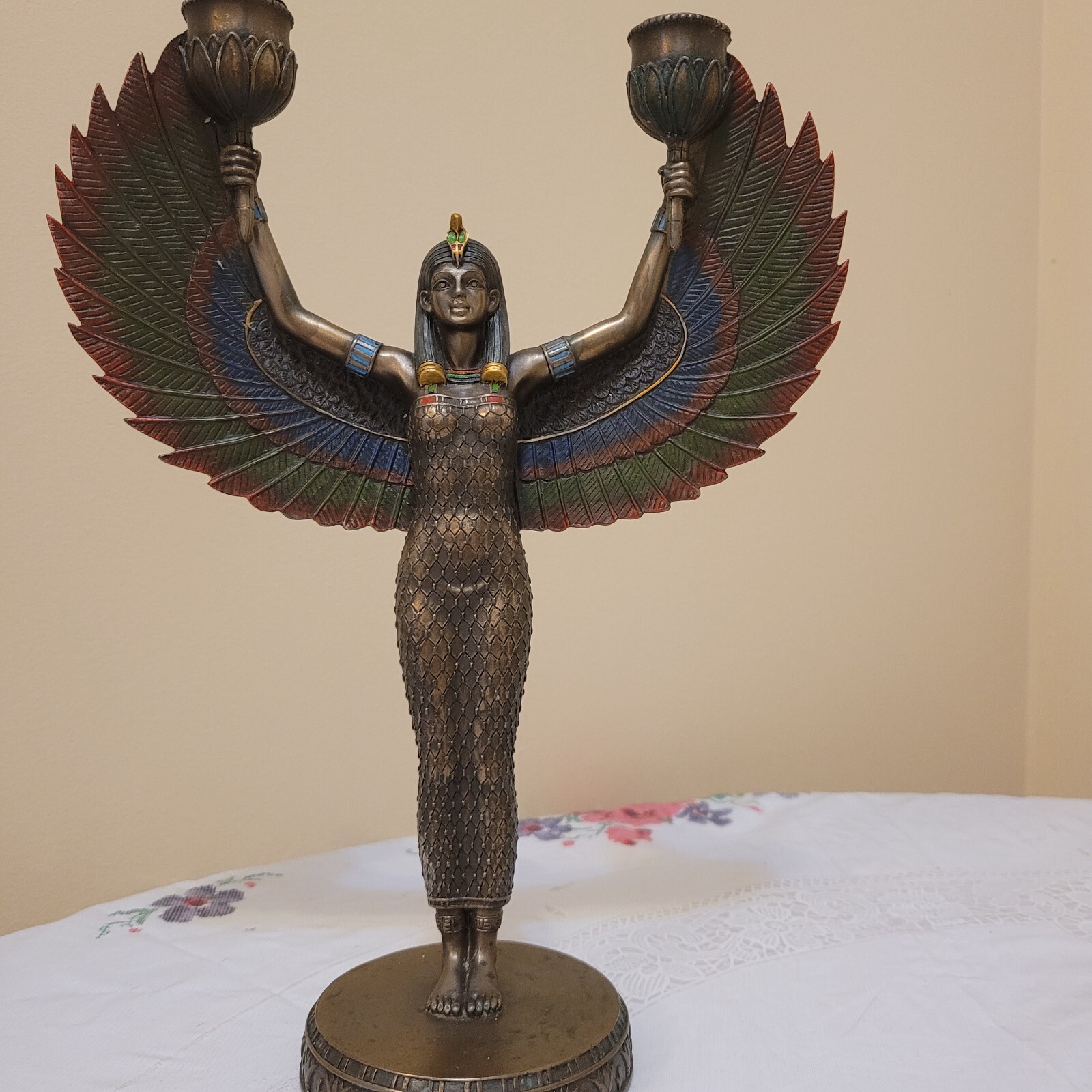 Candlestick Polystone Bronze Decor Gift