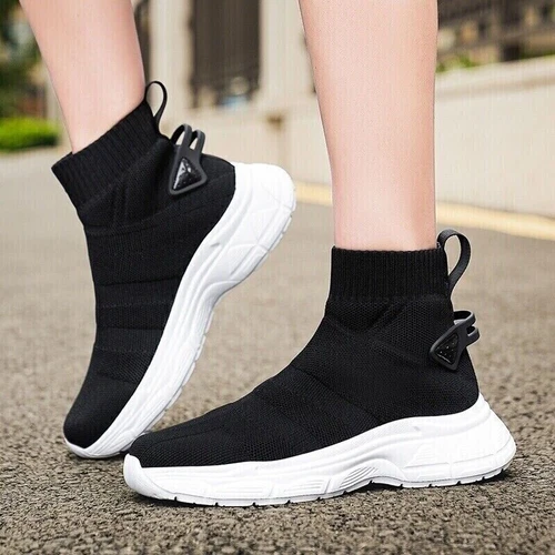 High Top Freizeitschuhe Damen Herren Sneaker Outdoor Sockenschuh Mesh Slipper - Bild 24 von 30