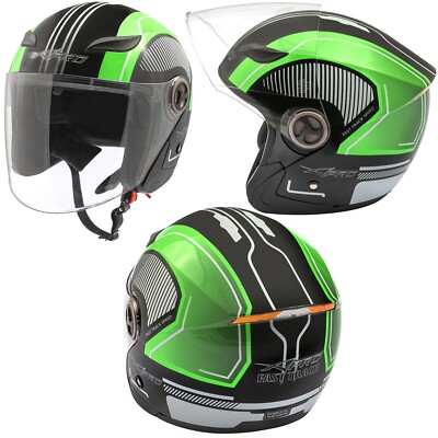 Jethelm Motorrad Visier transparent Roller City ECE 22 zertifiziert grün