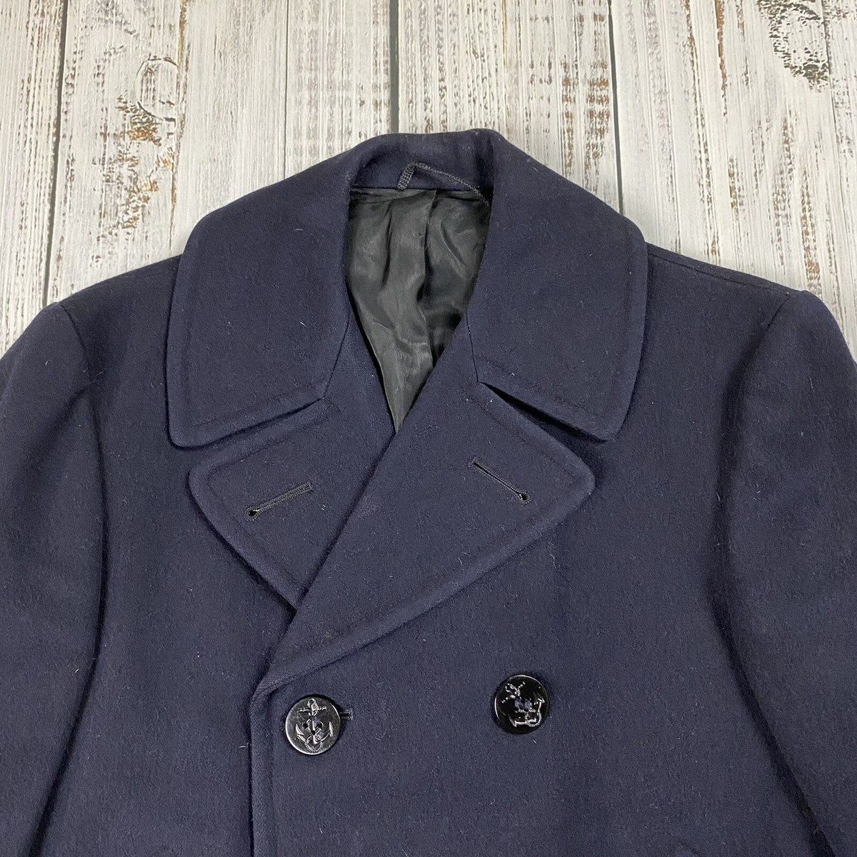 ジャケット・アウター A.P.C. Wool Serge PeaCoat Made in France Serge Boiled Wool Peacoat Black – Meta Campania Collective