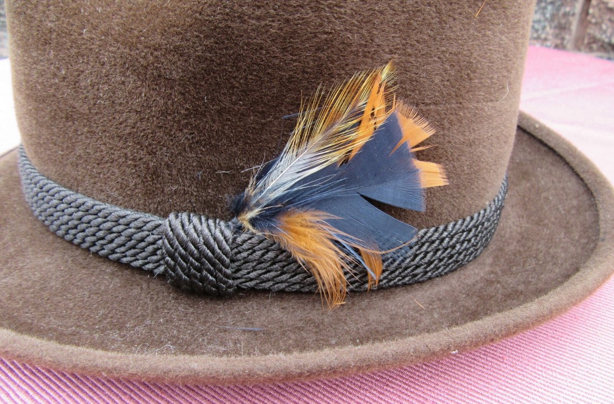 Vintage MALLORY by Stetson Men's 6 7/8 Brown Felt Feather Vintage MALLORY by Stetson Men's 6 7/8 Brown Felt Feather