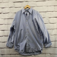 RALPH LAUREN Shirt Mens 16.5 Button Down Classic Fit Striped Blue White