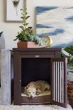 Dog Crate End Table Pet EcoFlex House Furniture Brown Small