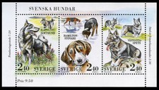 SWEDISH VALLHUND ELKHOUND HAMILTONSTOVARE SWEDEN DOG STAMP BOOKLET 1989 2 Sheets