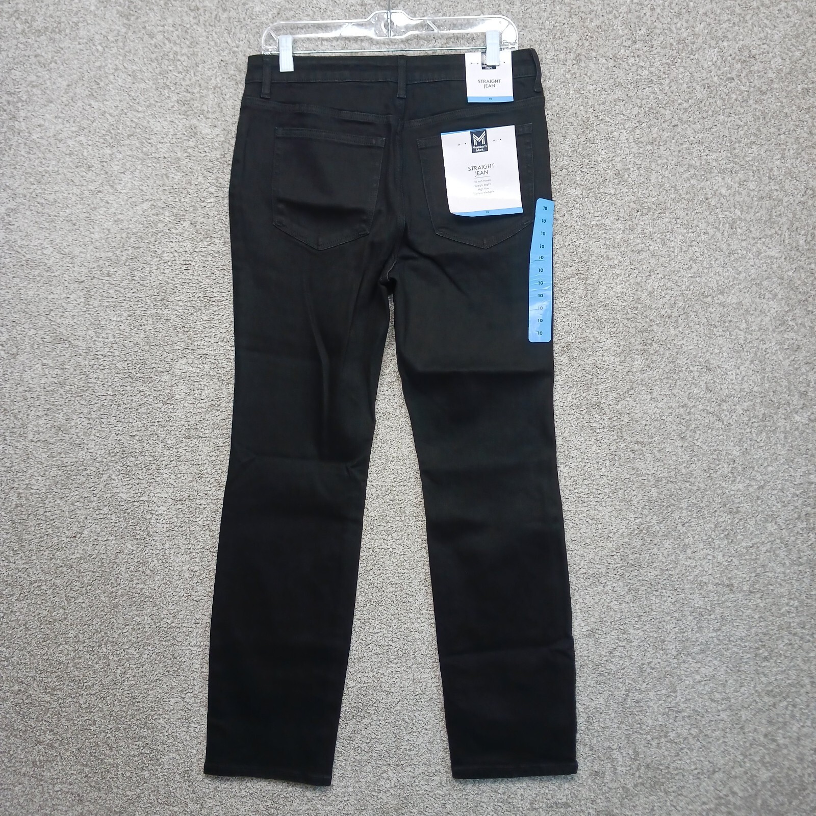 Members Mark Jeans Womens 10 Black Solid Straight Leg Fit High Rise Stretch