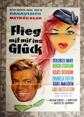FLIEG MIT MIR INS GLÜCK * A1-FILMPOSTER German 1-Sheet ´63 D. HART, K-H BÖHM