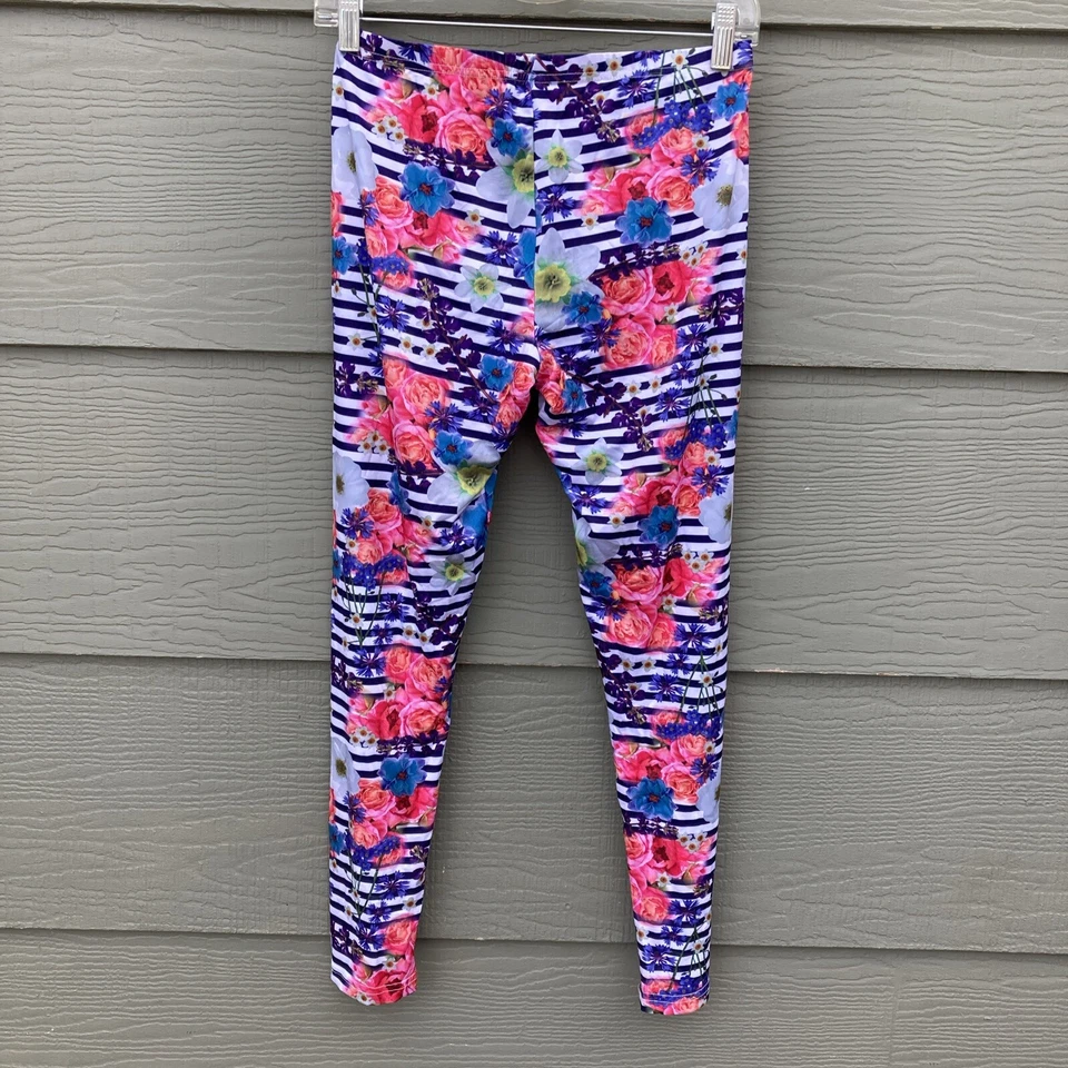 Girls Leggings Sz XL 14 16 Floral Striped Colorful NWOT - Image 2 of 4
