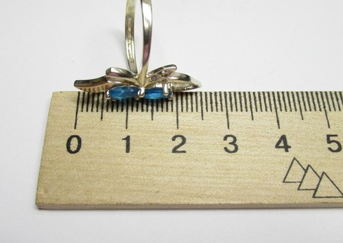 Anillo Vintage URSS Plata de Ley 925 Oro 375 Joyería Mujer Cianita Tamaño 8.5U - Imagen 8 de 8