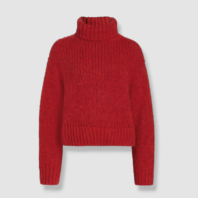 $495 RE/DONE Women Red Alpaca 90's Oversized Long Sleeve Turtleneck Sweater Sz M