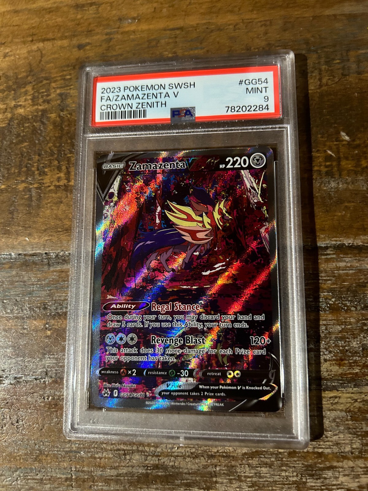 POKEMON 2023 Crown Zenith Full Art ZAMAZENTA V #GG54 PSA 9 RARE