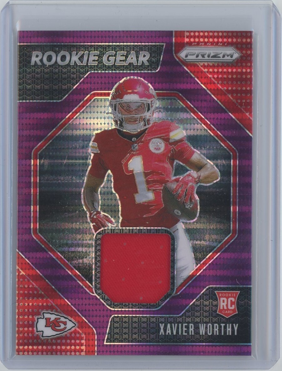 2024 Panini Prizm Xavier Worthy Rookie Gear RC Jersey Purple Pulsar #RG-XWY