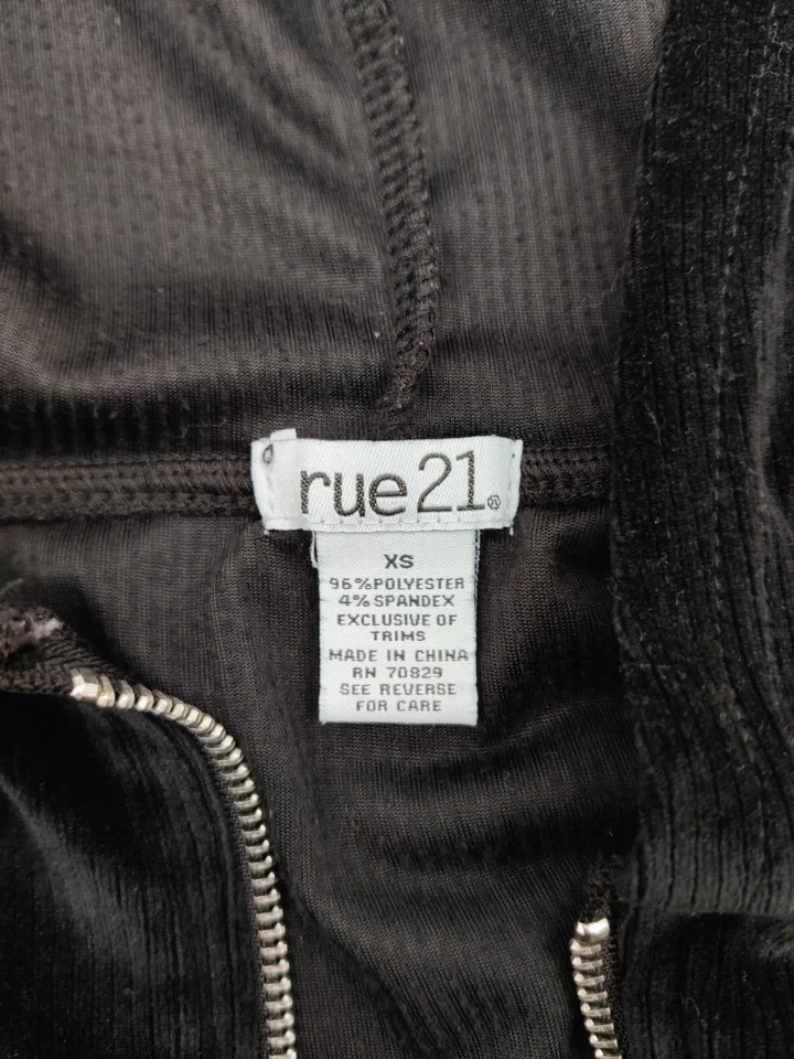 Rue 21 Women XS Black Rhinestone Butterfly Zip Up Cropped Hoodie - Image 3 of 4