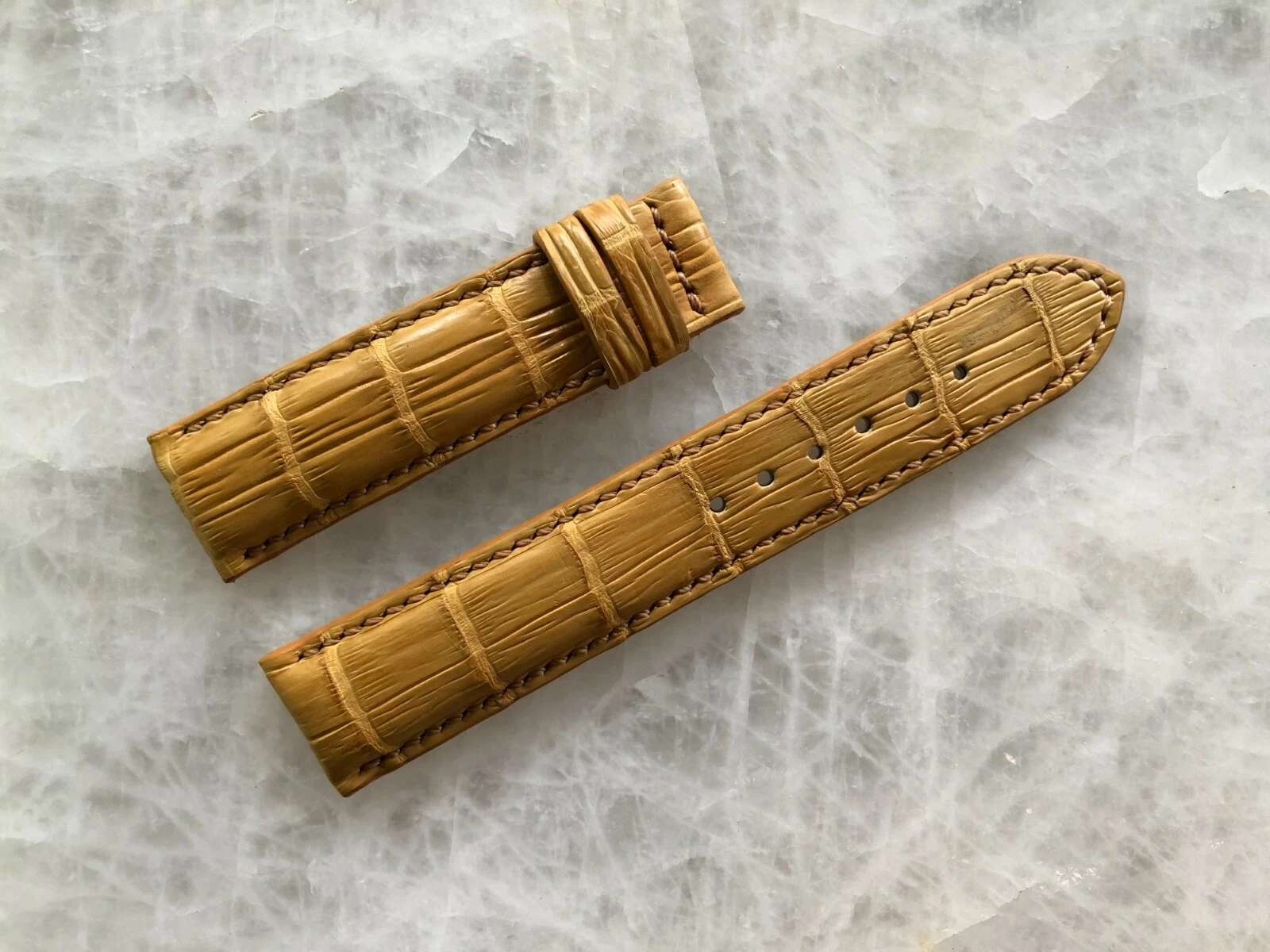 20mm/18mm Yellow Alligator Crocodile Embossed Leather Watch Strap Band
