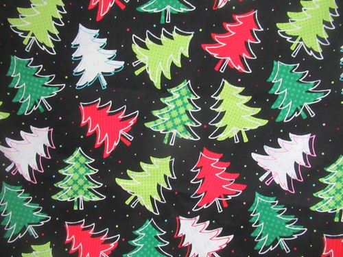 Christmas TREES ALLOVER Holiday Brother Sister Design Black multi 1 1/2 YdsX - Picture 5 of 6