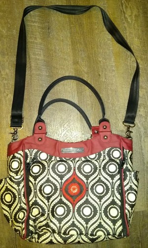 Petunia Pickle Bottom City Carryall Diaper Bag in Evening in Islington Black Red - Picture 6 of 6