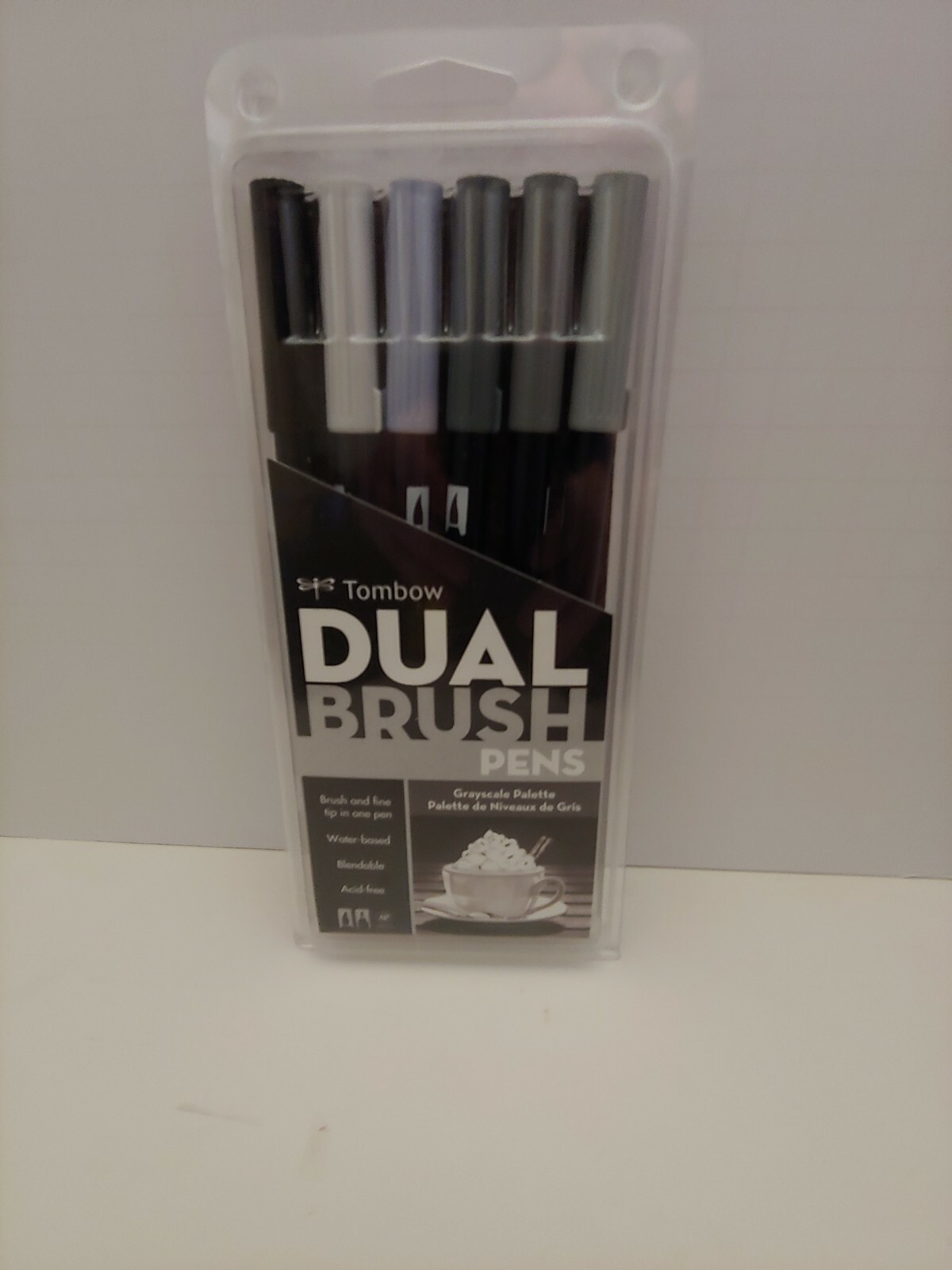 Tombow Dual Brush Pen Art Markers, Grayscale, 6-Pack