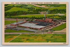 Postcard North American Rayon Corp Plant Elizabethton TN Aerial View Linen