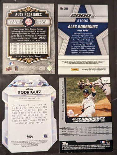 Alex Rodriguez Card Lot of 4 Cards. 2006, 2009, 2022, 2022. Great Condition! - Picture 2 of 2