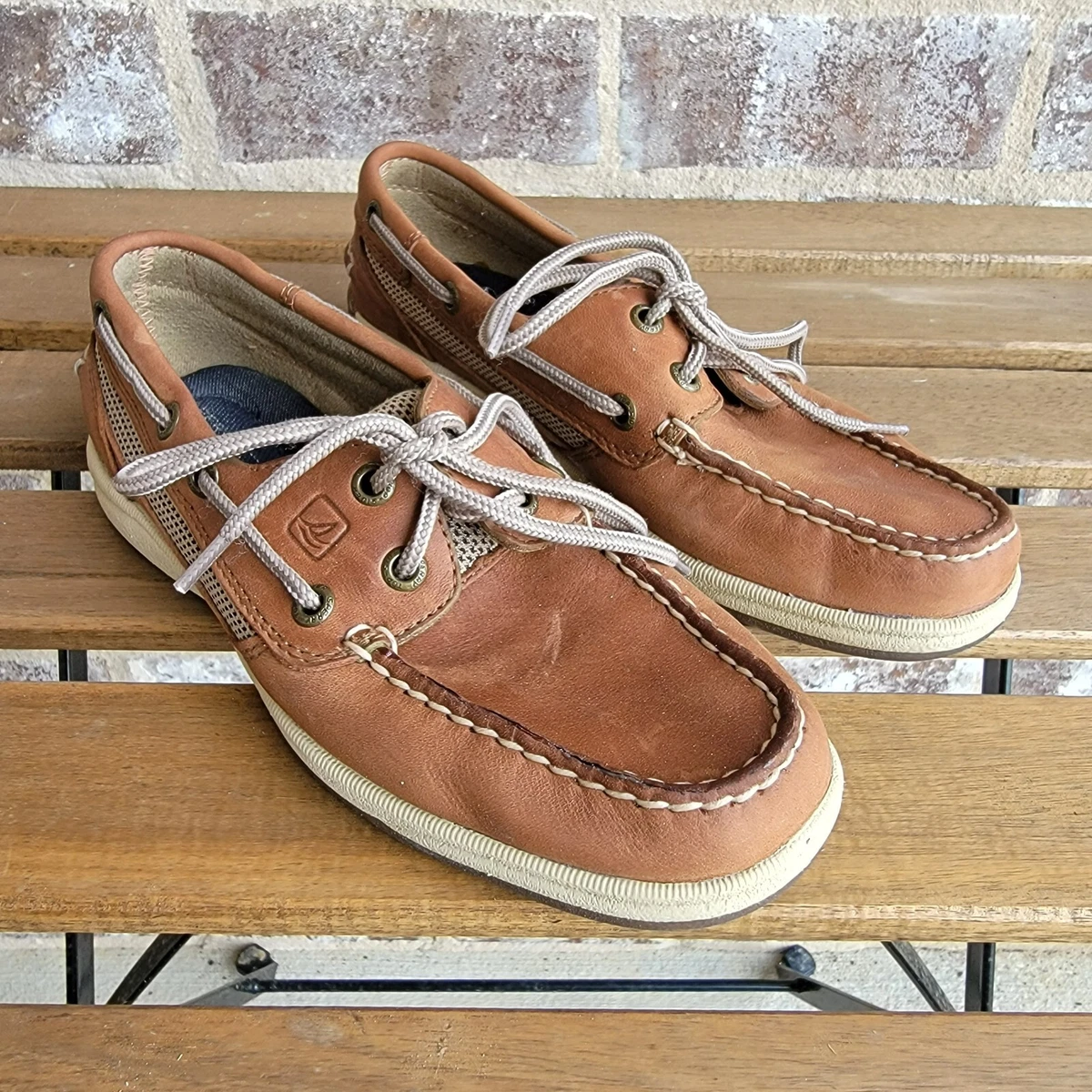 Sperry Top Sider Boat Shoes Womens Size 5.5 Brown Leather Loafers Casual 9777956