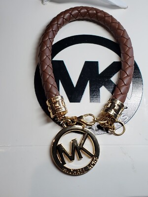 MICHAEL KORS Brown Braided Leather Bracelet inches