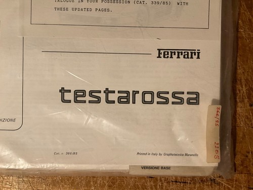 Ferrari Testarossa | Spare Parts Catalog | (366/85) | N.O.S. | Insert Only - 第 2/4 張圖片