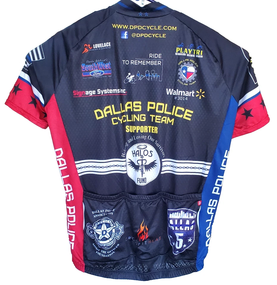 Jakroo Hombre Dallas Policía Ciclismo Equipo Cremallera Completa Manga Corta Jersey Bolsillos L Foto 2 de 4