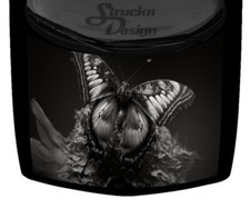 Grayscale Shades Pattern Butterfly Hood Truck Wrap Vinyl Car Graphic Decal