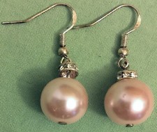 CHRISTMAS ORNAMENT EARRINGS, LIGHT PINK - Sterling Silver Ear Wires HOLIDAY