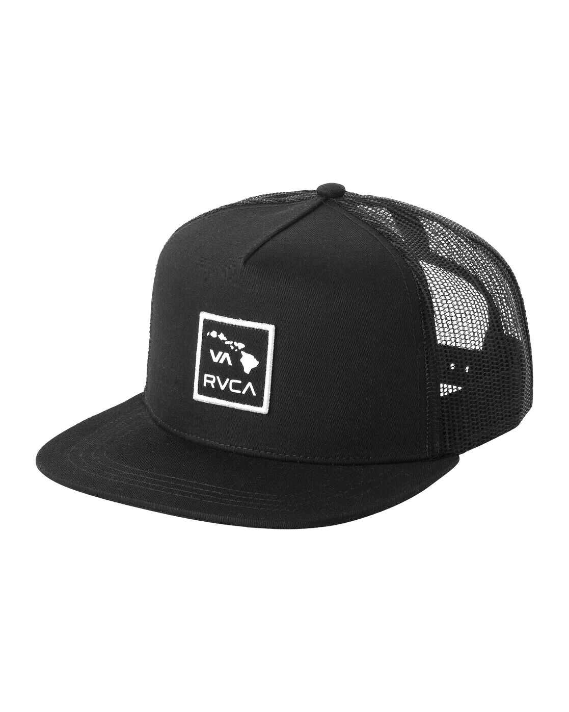 RVCA Men's Islands Patch Trucker Hat Black Snap Back Cap Snapback