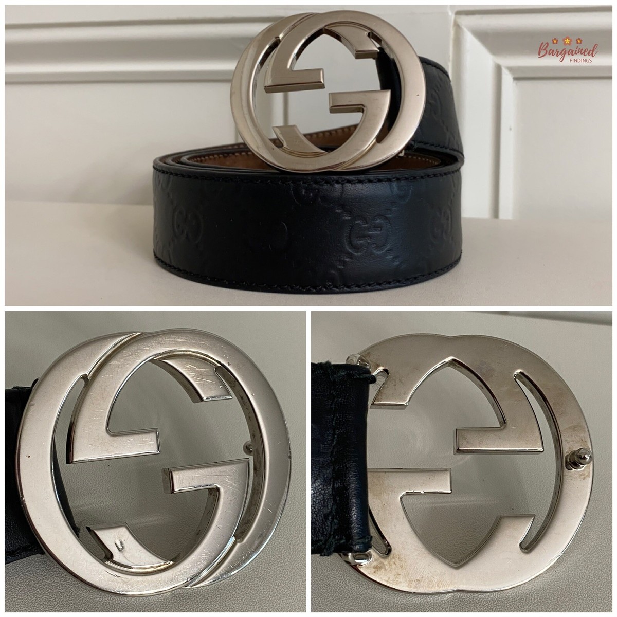 Authentic Gucci Black Guccissima Leather Silver Interlocking  display picture 1