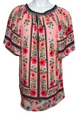 Umgee Womens Small Off the Shoulder Floral Boho Peasant Flowy Ruffle Dress