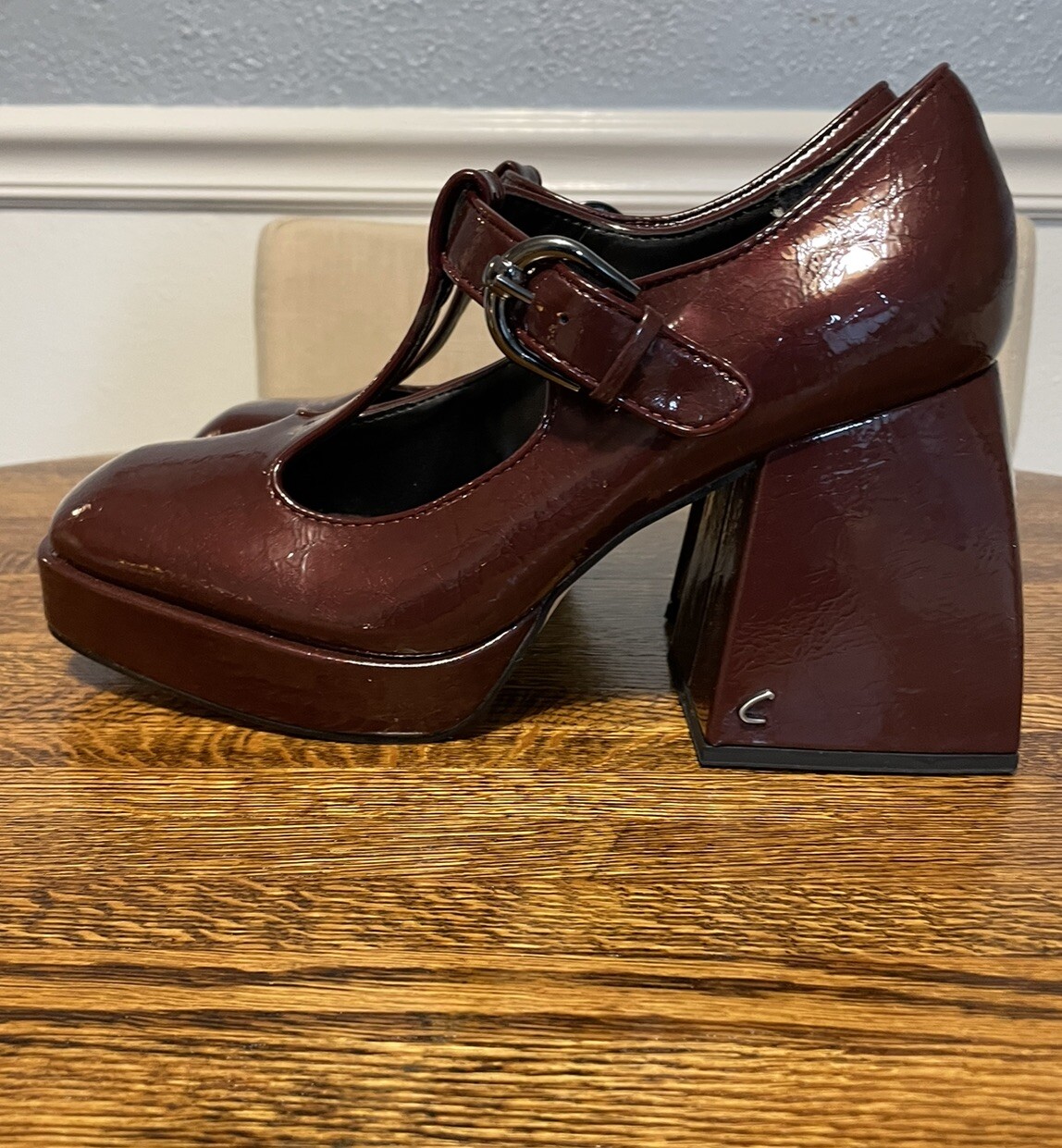 Sam Edelman Women's Circus 7.5M Block Heel Mary Jane in Red Burgundy