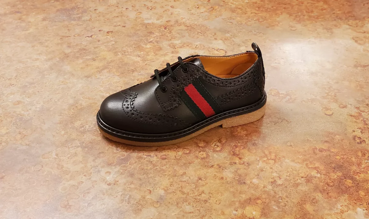 New Gucci Junior Darby Oxford Shoes Black Boys 7.5 US 24 Eur