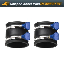 POWERTEC 2-1/2" Dust Control Flex Cuff with Adjustable Key Hose Clamps, 2PK