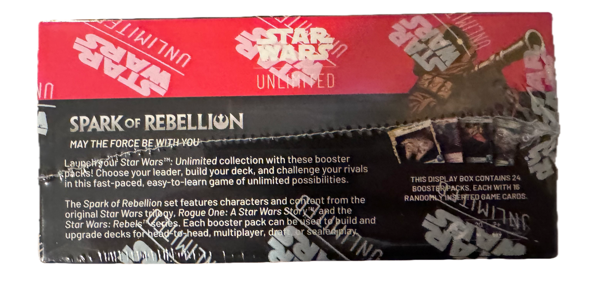 star wars unlimited spark of rebellion booster box Amazon.com: Star Wars: Unlimited TCG Spark of Rebellion Booster Display  (Set of 24 Booster Packs) main image 1