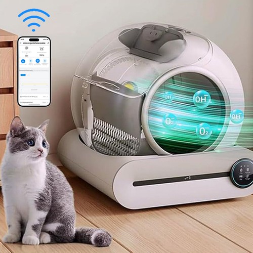 Extra Large 65L + 9L Self Cleaning Cat Litter Box Cat Litter Automatic Cleaning - Picture 3 of 12