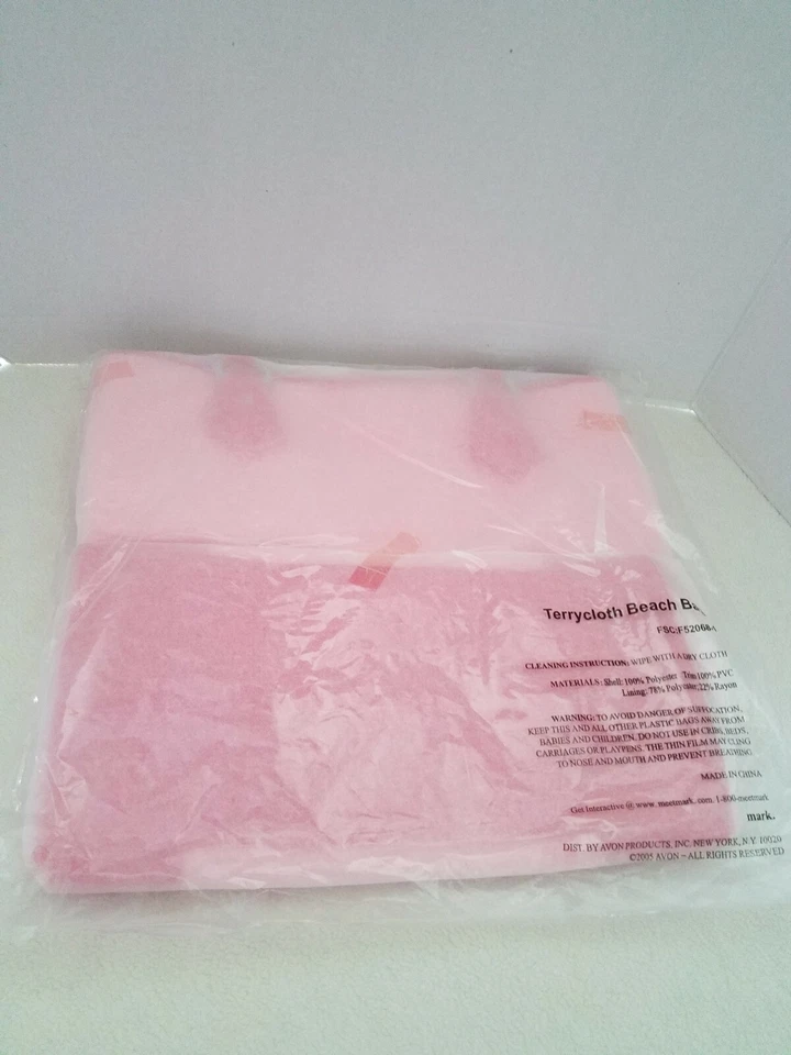 Bolso/tote de playa Mark by Avon 2005 grande rosa flamenco tela nuevo sin etiquetas Foto 3 de 4