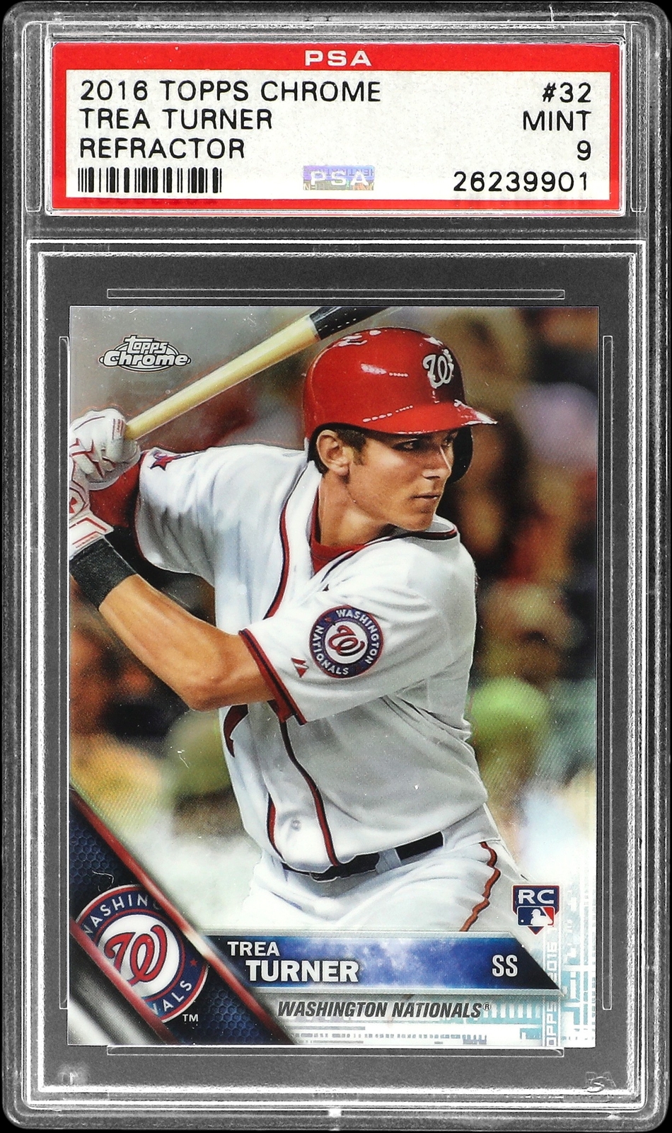 2016 TOPPS CHROME REFRACTOR #32 TREA TURNER ROOKIE RC PSA 9