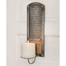 Metal Washboard Pillar Candle Sconce Home Decorative Collectible