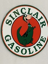 12in Sinclair Gasoline Dino MOTOR OIL SIGN Vintage Style Heavy Steel Sign Pump