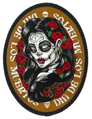 Dia De Los Muertos Woman - Woven Patch - 3'' x 4''